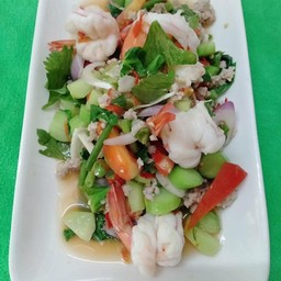 ยำคะน้ากุ้งสด