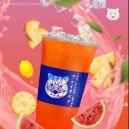 ชาผลไม้น้ำพันซ์ไข่มุกลาวา แก้วหมี L 22oz