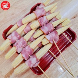 ข้าวโพดอ่อนพันเบคอน ปิ้งย่างหม่าล่า