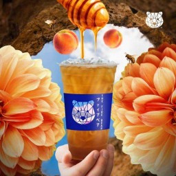 ชาผลไม้น้ำบ๊วยน้ำผึ้งไข่มุกลาวา แก้วหมี L 22oz