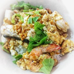 ข้าวเเห้งปลา+กุ้ง