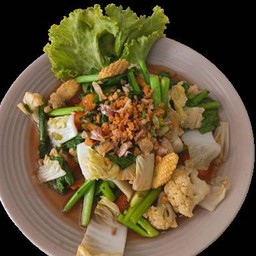 เมนูผัดผักรวมราดข้าว