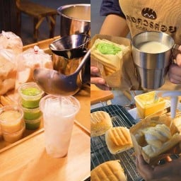 คงควรคอยปังปิ้ง นมสด ขนมปังปิ้งไส้ทะลักทะลวง ปังนึ่ง ตลาดตวงทอง ไนท์มาร์เก็ต