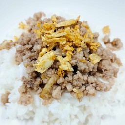 ข้าว หมูสับผัดกระเทียม