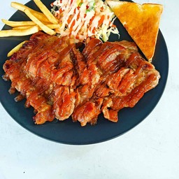 สเต็กสันคอหมูซอสบาร์บีคิว