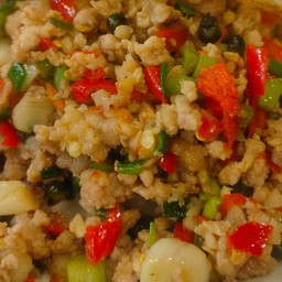 หมูสับคั่วพริกเกลือ (เป็นกับ)