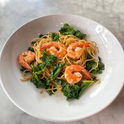 สปาเกตตี้เคลกุ้ง (Spaghetti Kale with Prawn)