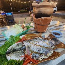 จิ้มจุ่มปลากะพง+ชุดผัก