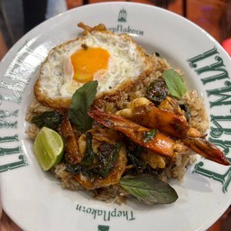 ข้าวกะเพรากุ้งคลุก285Stir fried Prawns Holy Basil with Rice