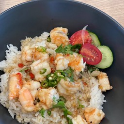 57.ข้าวราดกุ้งผัดพริกขี้หนู