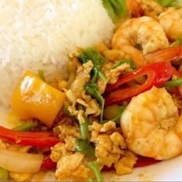 ผงกระหรี่กุ้งราดข้าว