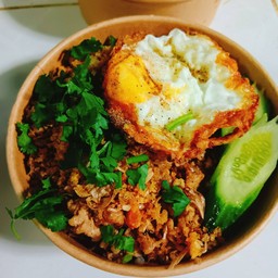 ข้าวหมูสับกะเทียม+ไข่ดาว