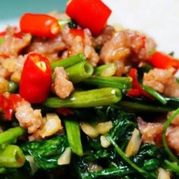 ผักบุ้งหมูสับ(ราดข้าว)