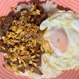 ตับทอดกระเทียม+ไข่ดาวราดข้าว