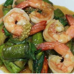 มะเขือยาวผัดกุ้ง
