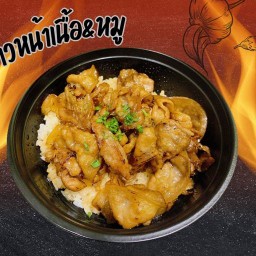P&A ข้าวหน้าเนื้อ&หมู