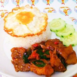 ผัดกะเพราหมูตุ๋น(ราดข้าว)