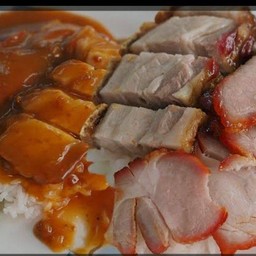 ข้าวหมูแดง+ข้าวหมูกรอบ