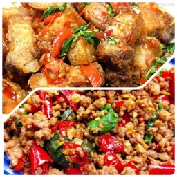 ผัดกะเพรา#กับข้าว#