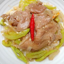 ข้าวราดผัดพริกหยวกหมูหมัก