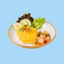 ข้าวไข่ข้น กุ้งผัดพริกขี้หนูสวน