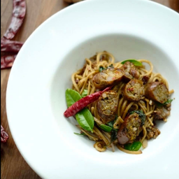 Spaghetti whit Northern Thai Sausage