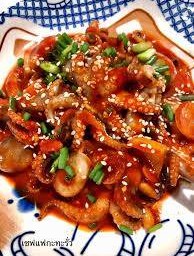 ข้าวหน้าปลาหมึกผัดซอสเกาหลี