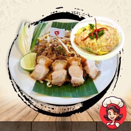 ผัดไทยหมูกรอบ