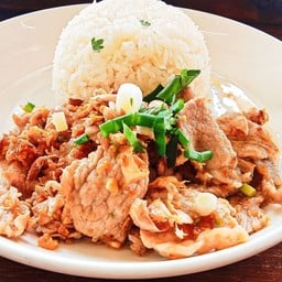 หมูทอดกระเทียม ราดข้าว