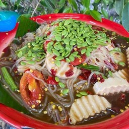 ตำเส้นเล็กหมูยอ(ปลาร้า)