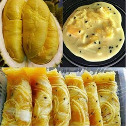 ทองม้วนสดทุเรียน + มะพร้าวอ่อน (  สอดไส้ทุเรียน )