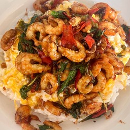 ข้าวไข่ข้น+กะเพรากุ้งตะกาด