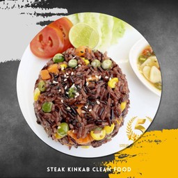 ข้าวผัดไข่ไรซ์เบอร์รี่ผักสามสี (เพิ่มเนื้อสัตว์ได้)