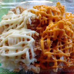 ข้าวไก่กรอบราดซีสโตะ+มายองเนส