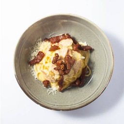 PT- 5 Pasta Carbonara with Jerky Pork / พาสต้าคาโบนาร่าหมูแดดเดียว