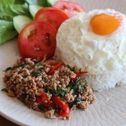 Rice Topped With Stir-Fried Basil