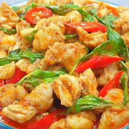 ไก่ ผัดพริกแกงเผ็ด = กับข้าว