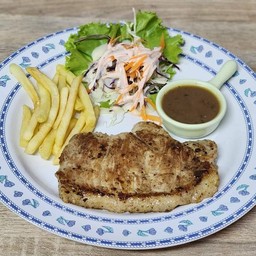 ข้าวสเต็กหมูจิ้มแจ่ว