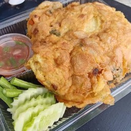ข้าวไข่เจียวผักบุ้งน้ำพริกกะปิผัก