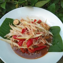 ตำมะละกอปลาร้ากุ้งสด