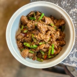 เครื่องในไก่ผัดพริกสด สูตตราด กับข้าว