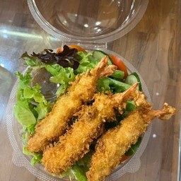 สลัดผักริมน้ำ-กุ้งทอด