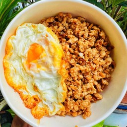 ข้าวหมูสับทอดกะเทียม