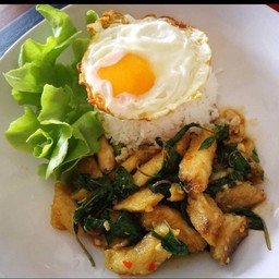 ข้าวกะเพราปลา + ไข่ดาว