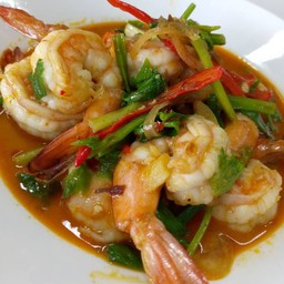 ข้าวหน้ากุ้งผัดกะหรี่