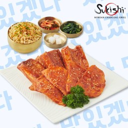 ชุดเนื้อหมูและซี่โครงหมูหมักย่างสไตล์เกาหลี