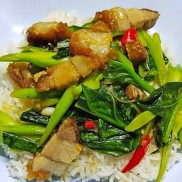 คะน้าหมูกรอบราดข้าว