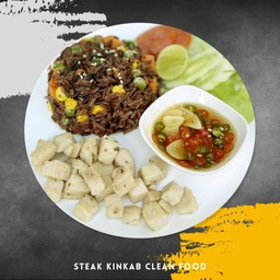 ข้าวผัดไข่ไรซ์เบอรรี่ผักสามสี+อกไก่