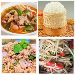 ต้มแซบกระดูกอ่อน+ลาบหมู+ส้มตำฟรีข้าวเหนียว 2 ห่อ