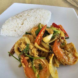 ข้าว กุ้งผัดผงกะหรี่